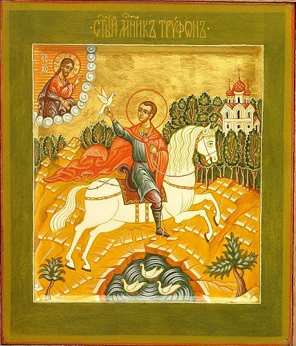 Икона Чудо мученика Трифона о соколе., полный вид