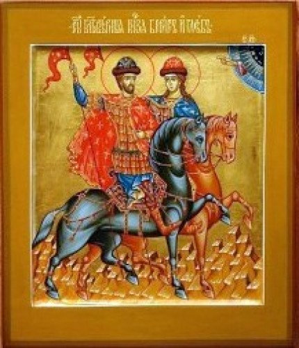 Икона Святых Борис и Глеб., полный вид
